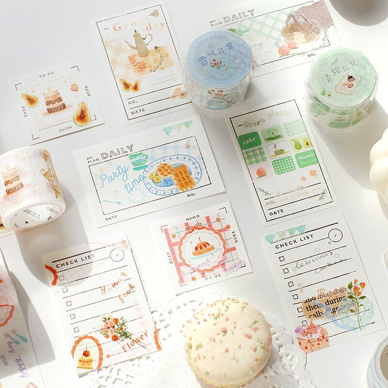 1Pcs Middag Tijd Serie Decoratie Washi Tapes Leuke Desserts Masking Tape Creatieve Scrapbooking Koreaanse Briefpapier Stickers