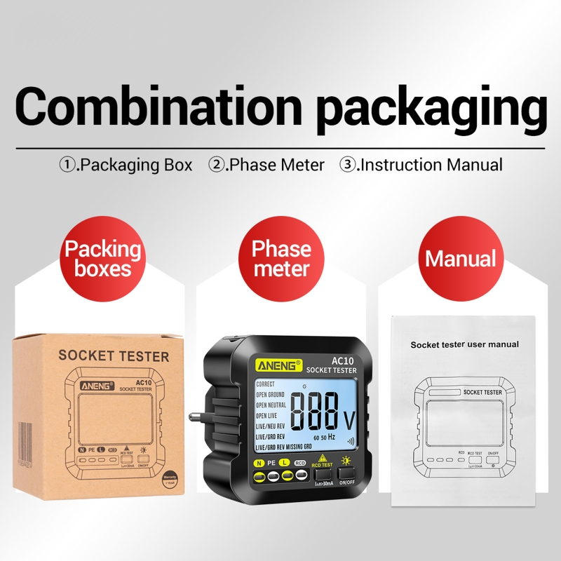 Socket Tester Plug Detector Zero Line Plug Polarity Phase Check Phase Detector US/EU Plug Multimeter Digital Tester