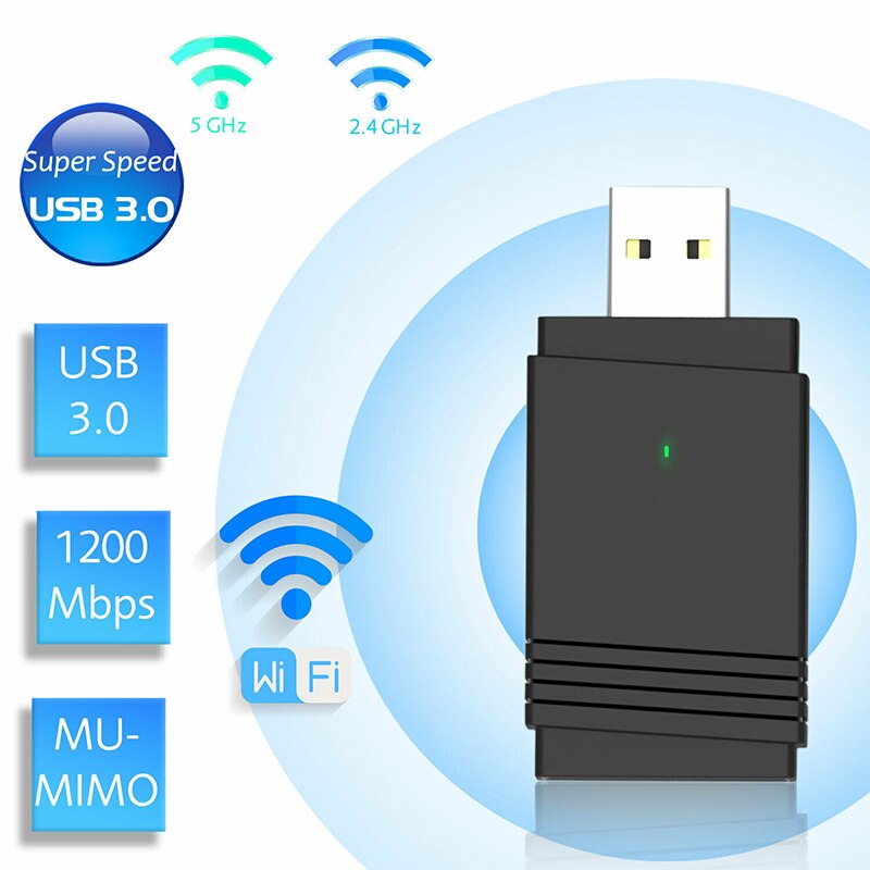 bluetooth 5.0 2.4GHz/5GHz Wi-Fi Wireless Adapters Multi-functional 1200Mbps USB 3.0 Adapters Receiver