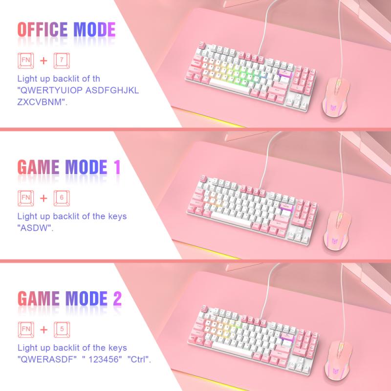 ONIKUMA Blue Axis Wired Gaming Mechanical Backlit Keyboard And Gaming Wired Mouse Set USB Interface RGB Lighting Effect
