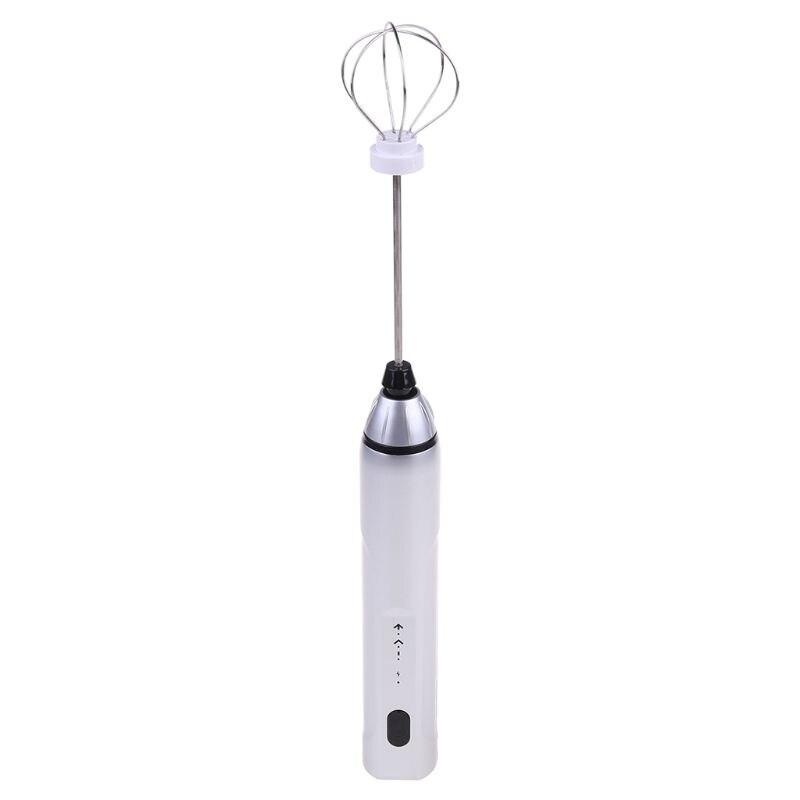 USB Rechargeable Milk Frother Mixer 2 Whisk Handheld 3-Speed Milk Foamer