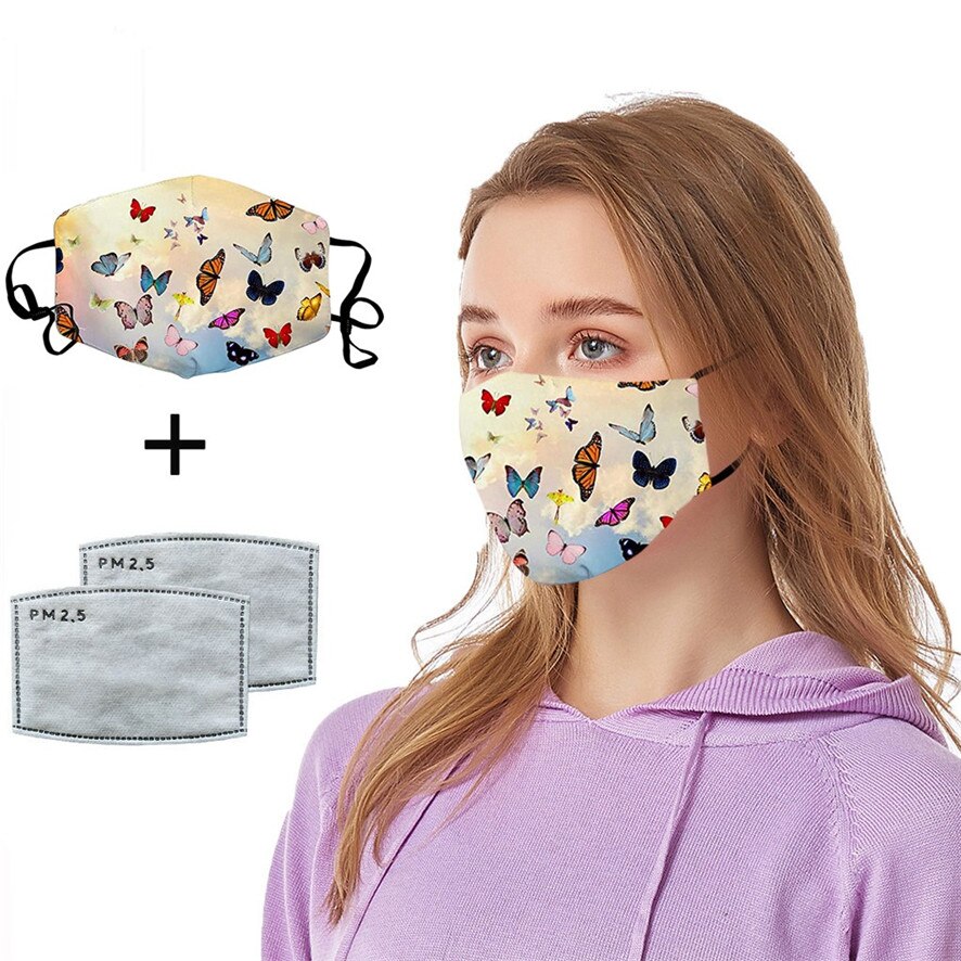 1PC Outdoor Adult Reusable Protect Funny Animal Printed Breathable Reusable Face Protection For Man and Woman: D