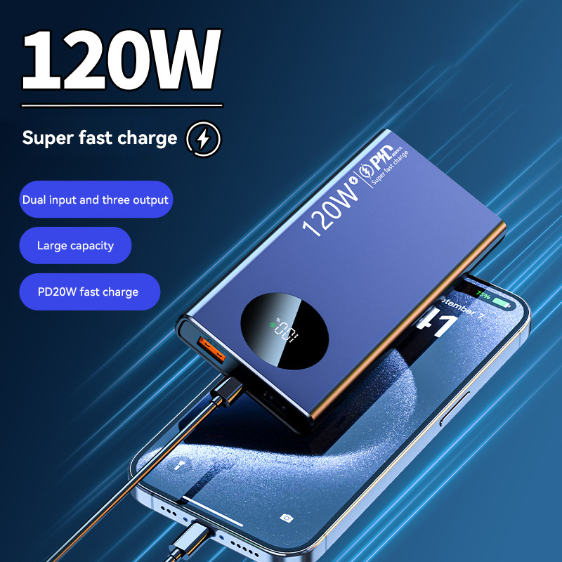 120W 50000mAh batterie externe haute capacité charge Super rapide Powerbank capacité Portable chargeur de batterie externe pour tous les téléphones