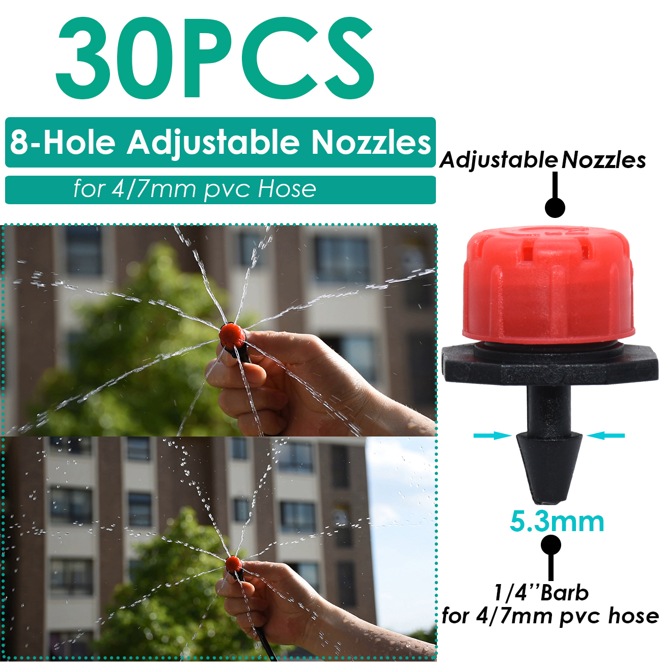 Sprycle Tuin 1/4 ''Gieter Sprinkler Druppelaar Druppelaar Irrigatie Kas Verstelbare Nevel Emitters Micro Spray Roterende Mondstuk