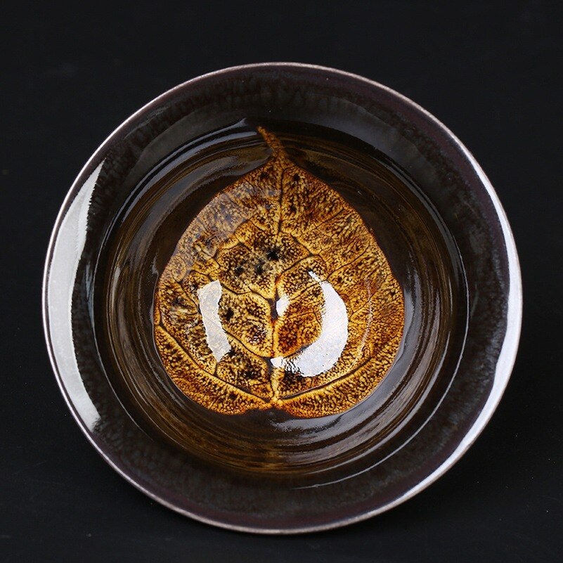 Neue Keramik Tee Tasse Muyezhan Tianmu Einzigen Tasse Maulbeere Blatt Echt Blatt Tee-einstellen Tasse Tee Schüssel Geformt Meister Tasse kung Fu Tee Tasse