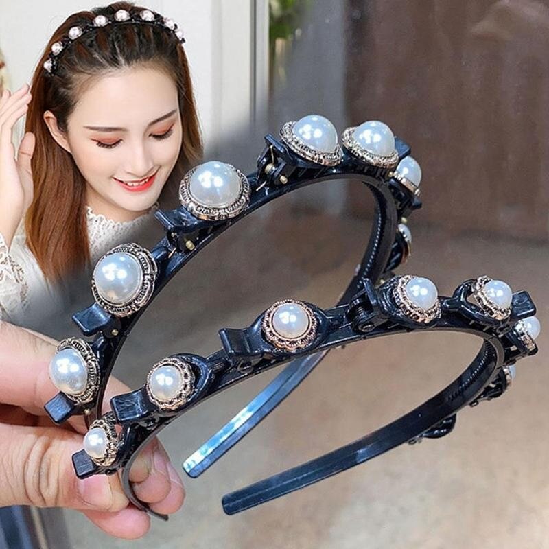Hair Hoop Headband - Pearl Hair Band - Double Pony Hairstyle - Plastic Hair Accessories