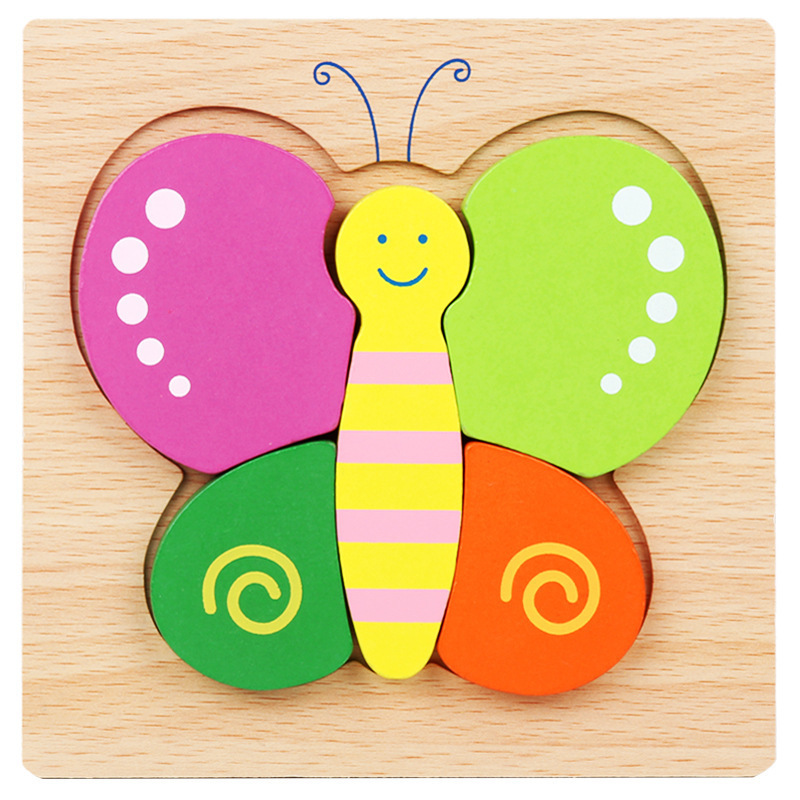 Houten Jigsaw Dieren Puzzels Voor 1-3 Jaar Oude Meisjes Jongens Peuters Educatieve Voorschoolse Speelgoed Houten Puzzel Voor baby &#39;S: Butterfly
