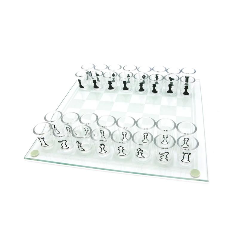 Kleine Borrelglas Schaakspel Drinking Game Set (10 "X 10") met Plastic Borrelglaasjes (1.5 ") En Glas Game Board Strategie Games