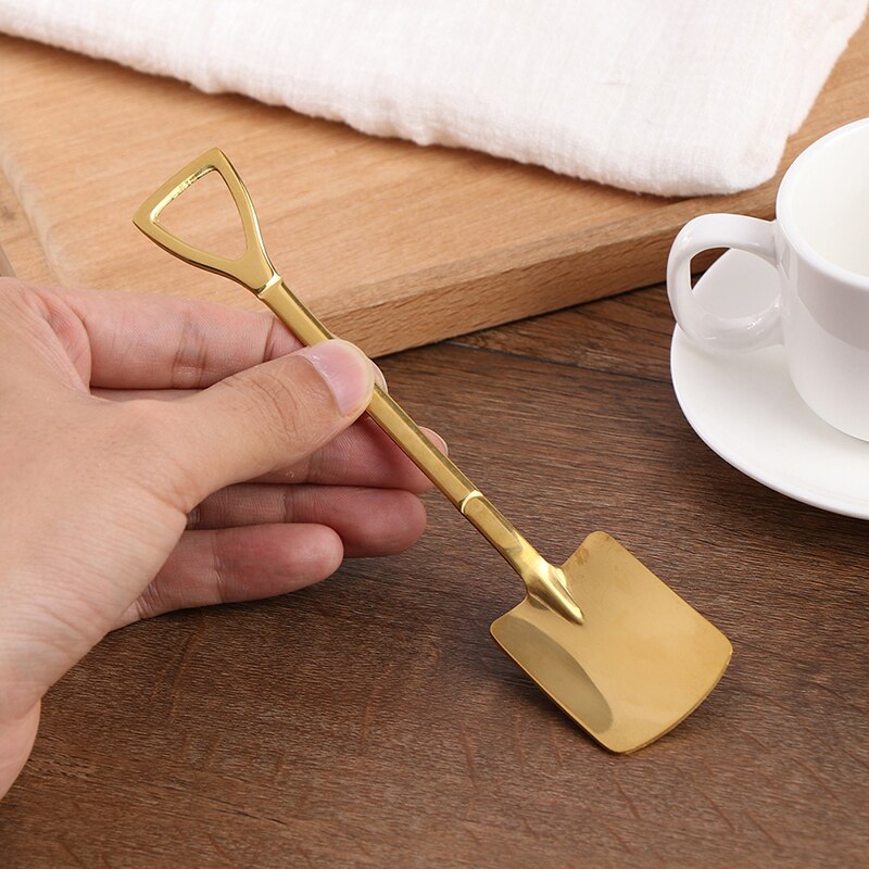 1 st retro spade kaffesked rostfritt stål dessert sked vattenmelon sked glass sked spets spade platt spade gou