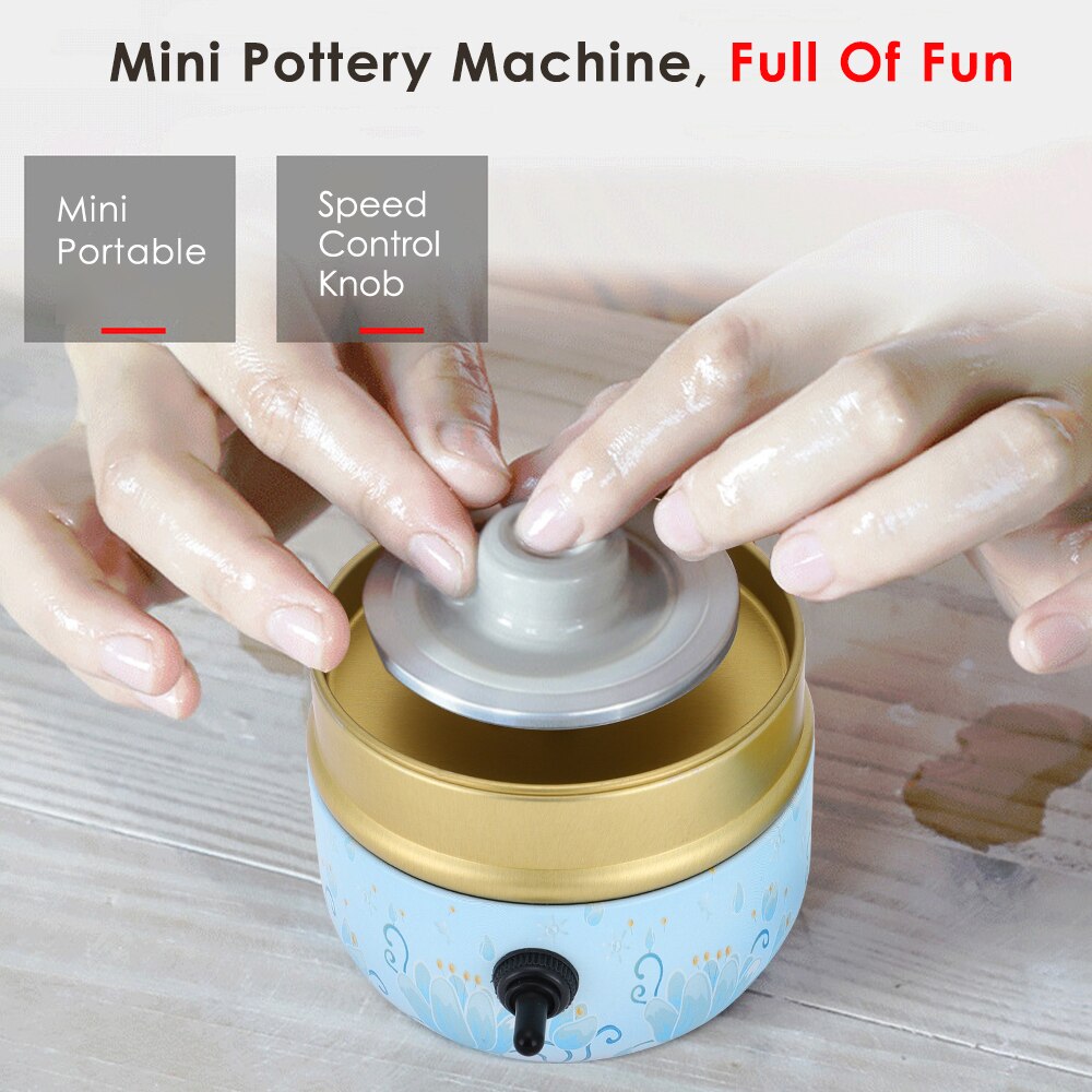 Mini Electric Pottery Machine Electric Pottery Wheel Ceramic Machine Pottery DIY Machine Stepless Speed Regulation Clay Tools