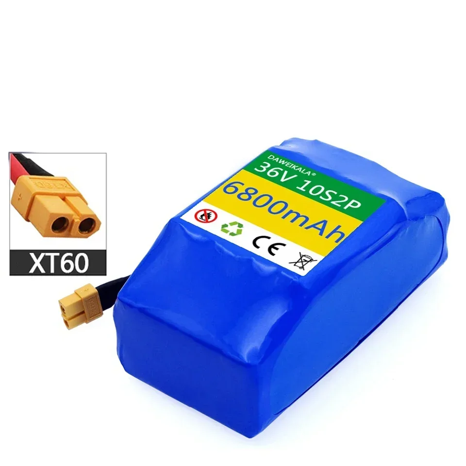 Original-Lithiumbatterie für Elektrobalance-Fahrzeuge, 36 V 10S2P XT60-Stecker, 18650-Lithiumbatterie mit großer Kapazität, 42 V, 6800 mAh