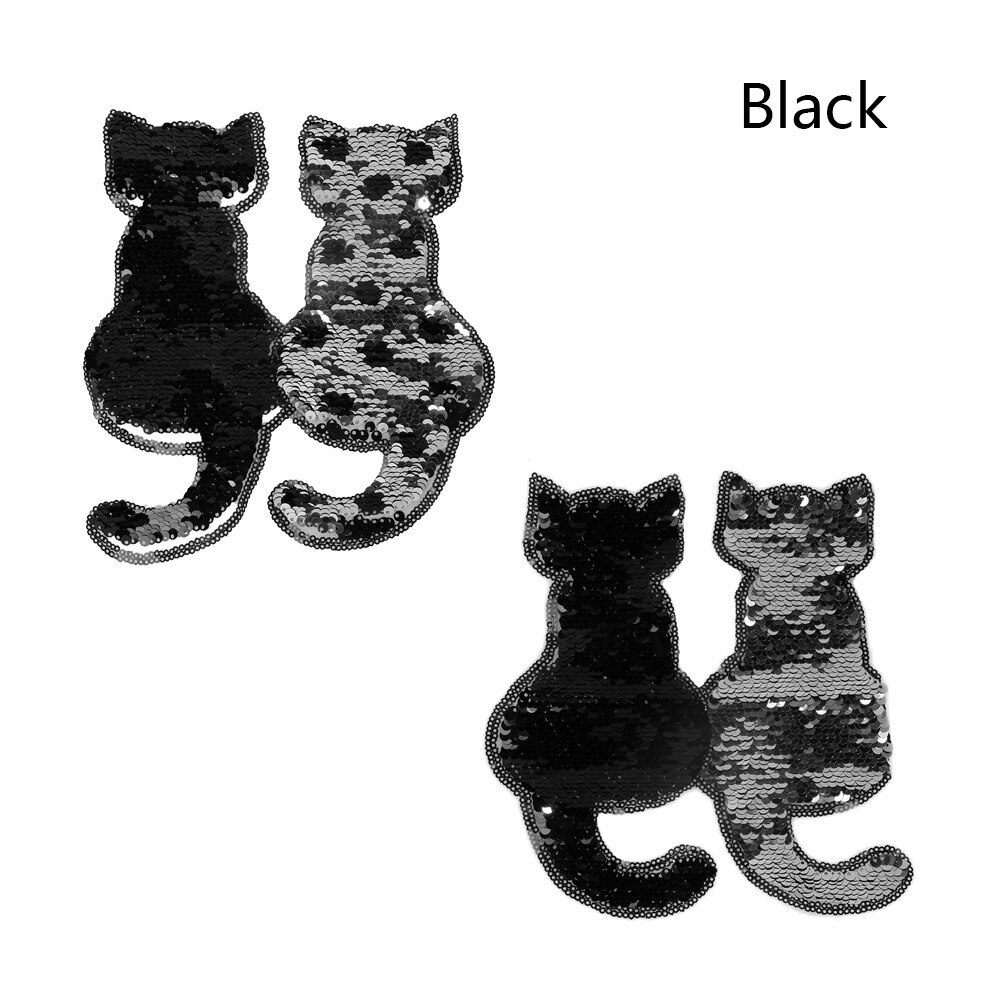 1 Pc Leuke Kat Vorm Omkeerbaar Kleur Veranderen Pailletten Naaien Patch Voor Kleding Diy Patch Applique Zak Kleding Jas jeans Craft: style 04