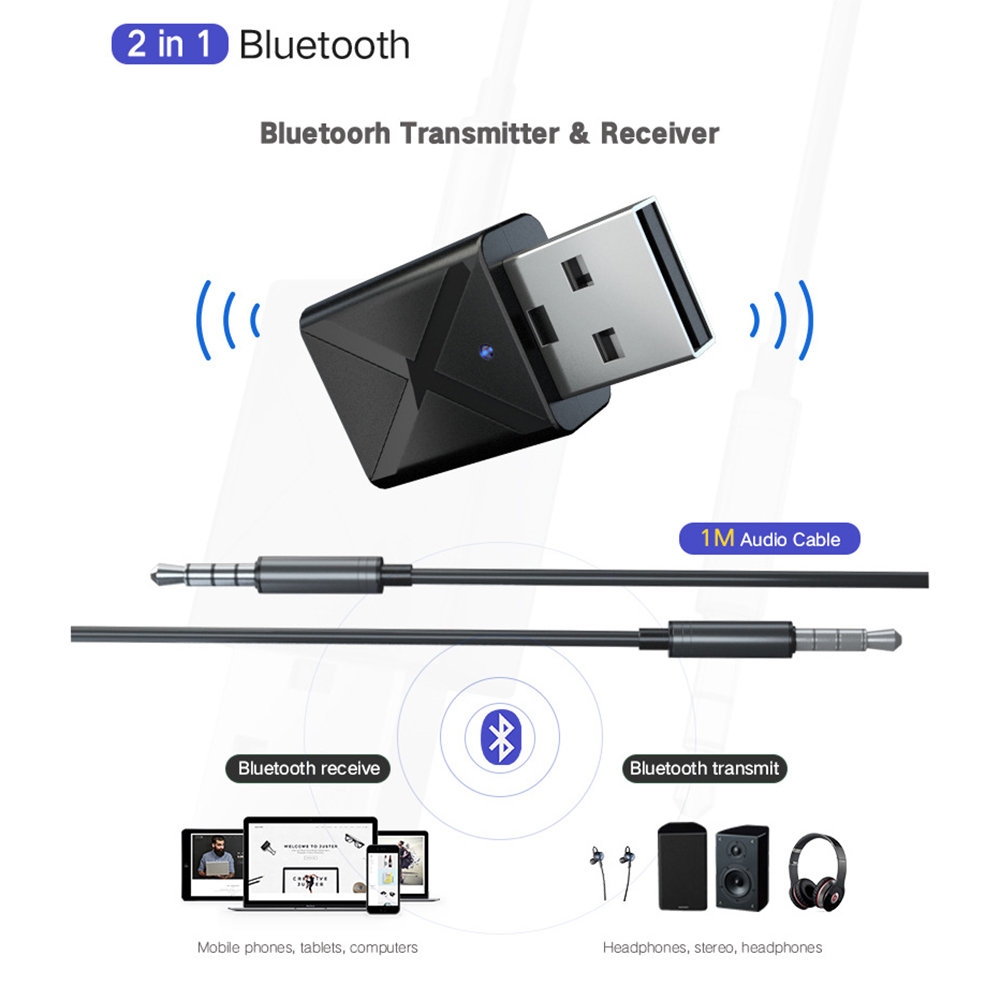 USB Bluetooth transmitter receiver 2-in-1 wireless audio adapter Bluetooth 5.0
