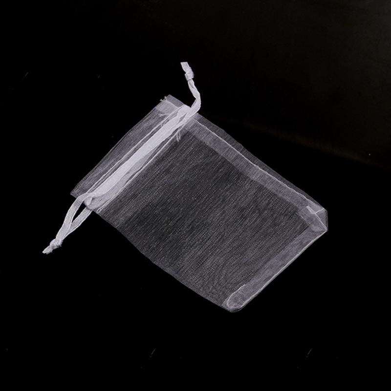 50 st 9*12cm organza påsar med dragsko för bröllopsväskor smyckespåsar (slumpmässig färg)