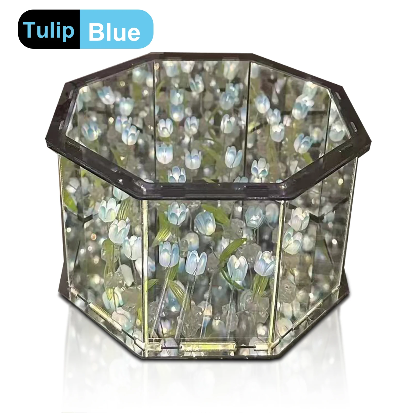 Diy tulipan nattlampe led dekorativ blomsternattlampe magisk kube bordlampe og speil til bilpynt jul: Oransje