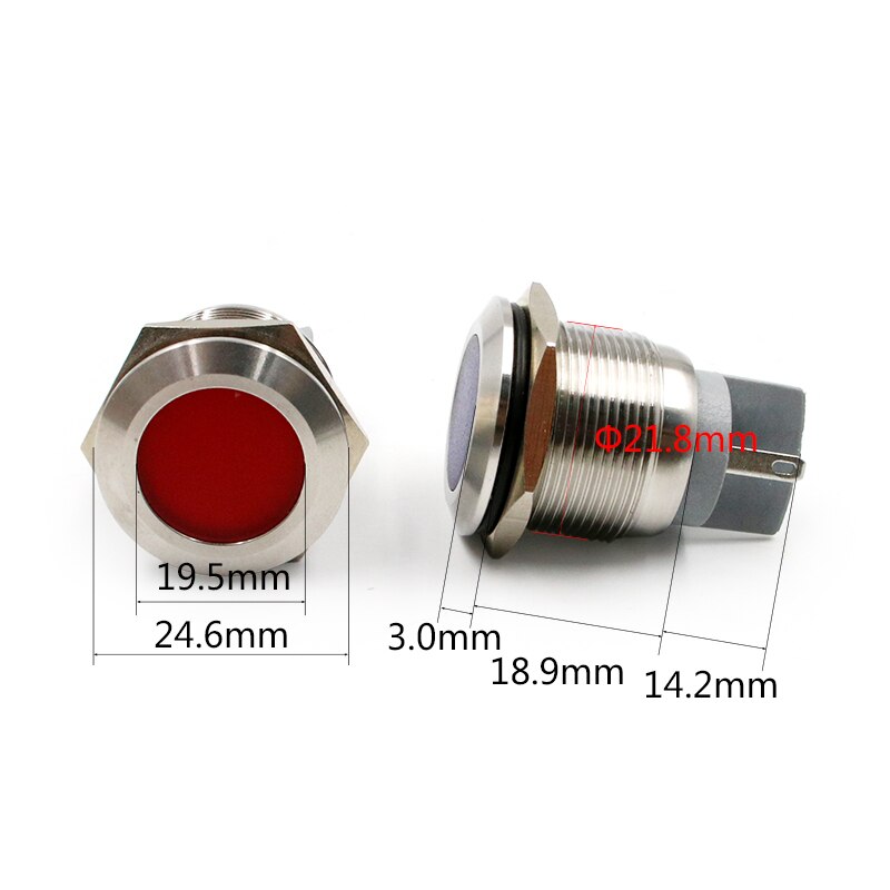 22mm LED Metal Waterproof IP67 Indicator Light Concave Signal Lamp 3V 5V 6V 9V 12V 24V 110V 220V Red Green Blue Green Pilot Seal