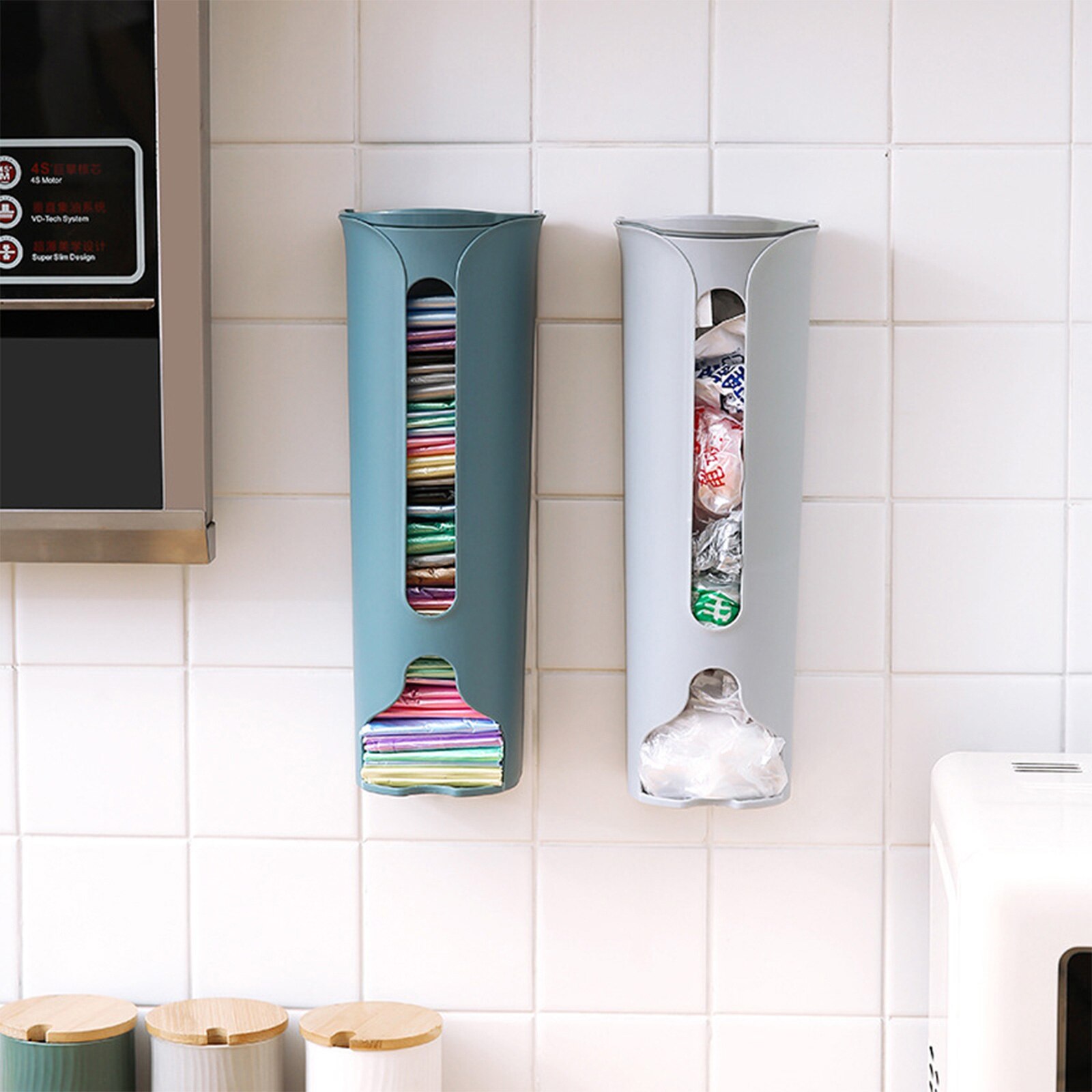 Bolsa de basura de almacenamiento, artefacto de cocina, bolsa de plástico, colector montado en la pared, extraíbles, convenientes, de limpieza, funda de Color sólido