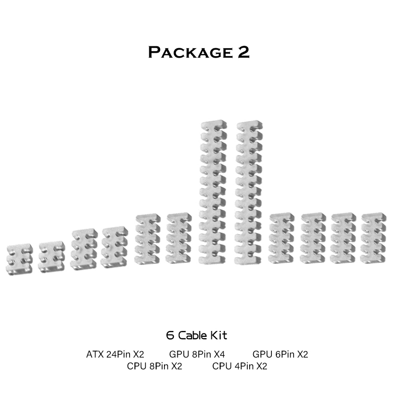 PSU Cable Slot Manager Comb PC Module Line Seat Silver Jacketed Wire Clip 1.8-2mm ATX/GPU/CPU 24Pin 8Pin 6Pin 4Pin: 6 Cable Kit
