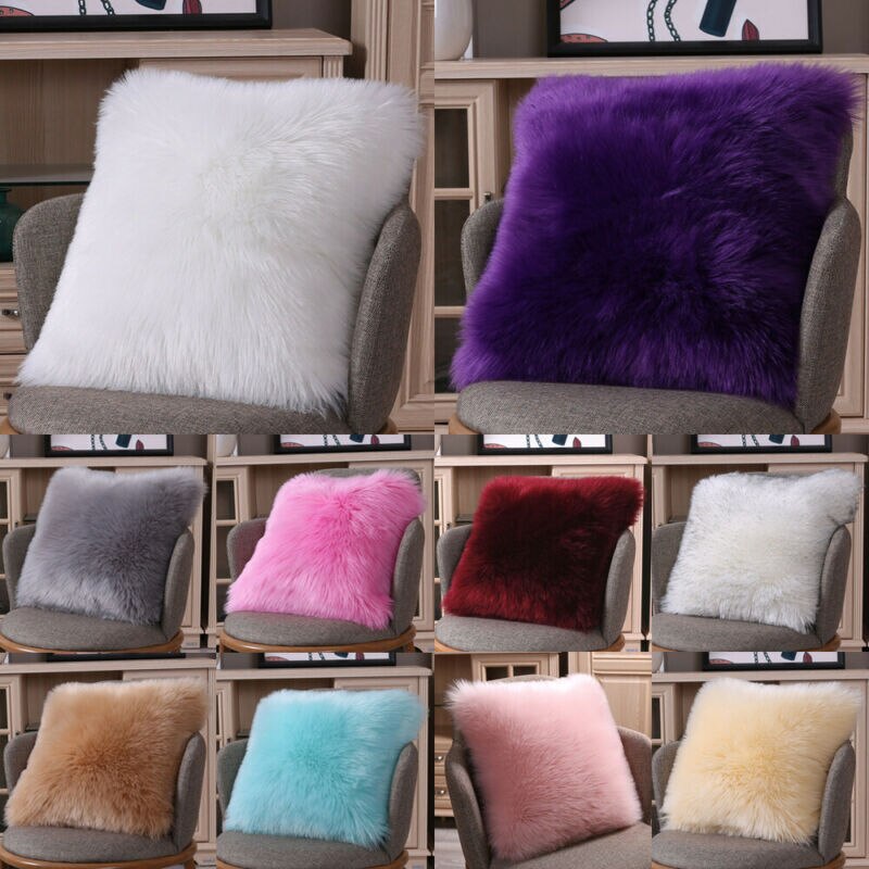 Faux Fur Fluffy Pluche Zachte Sofa Sierkussen Cover Kussen Case Solid Home Decor Woonkamer Slaapkamer
