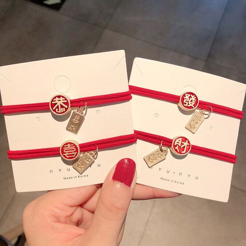 Verstelbare wensarmbanden met rode draad voor vrouwen, mannen en kinderen, met chinese karakters als bedelarmband, het beste voor een verjaardag.