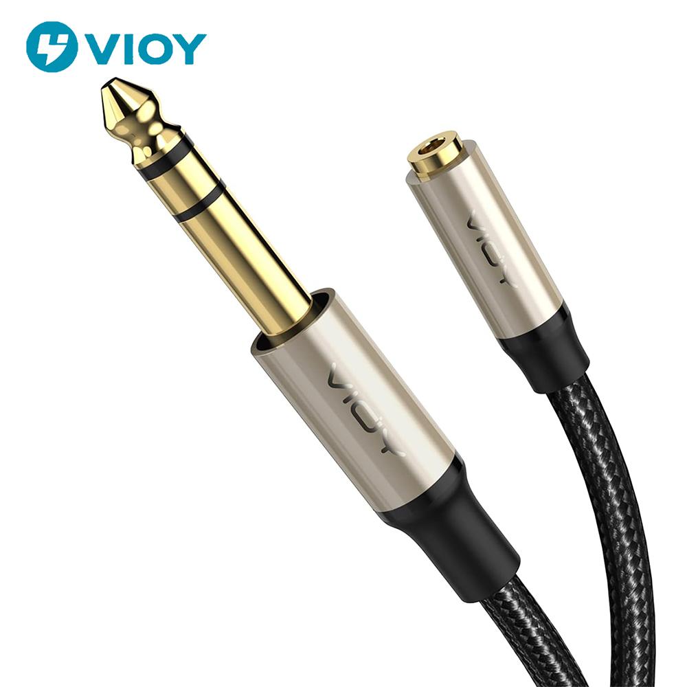 6.35mm to 3.5mm hodetelefonadaptere 1/4 hann  to 1/8 hunn trs stereojack lydforlengelsesledning for mikser gitar piano forsterker høyttaler