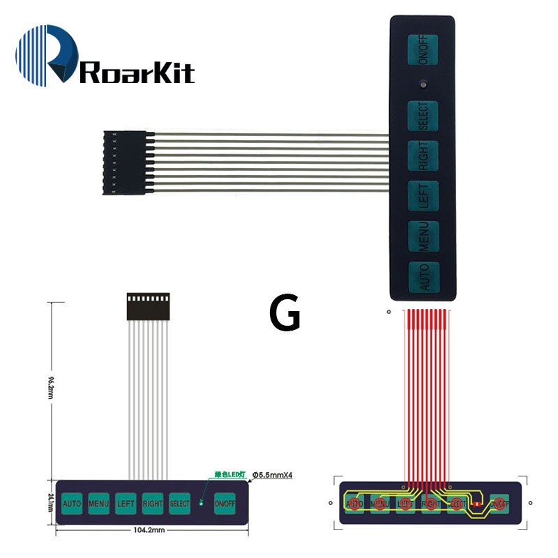 1*2 3 4 5 tastknapper membranbryter 3*4 4 x 5 matrix array tastatur 1 x 6 tastatur med led kontrollpanel pad gjør-det-selv-sett for arduino: G