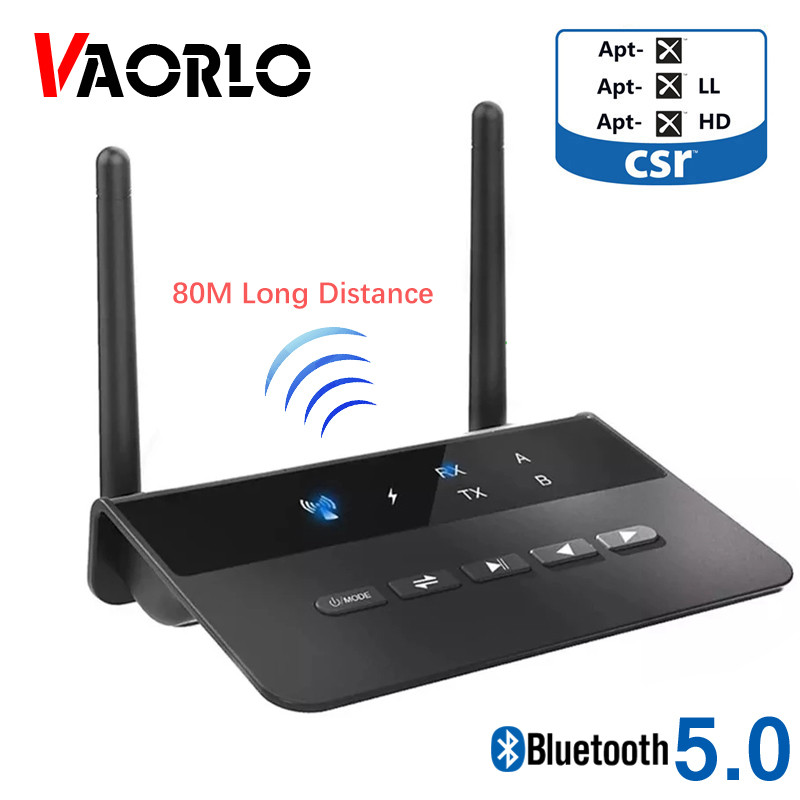 80M Bluetooth 5,0 transmisor receptor Bypass Aptx LL adaptador de Audio inalámbrico de baja latencia 3,5mm AUX RCA Jack para PC TV auriculares