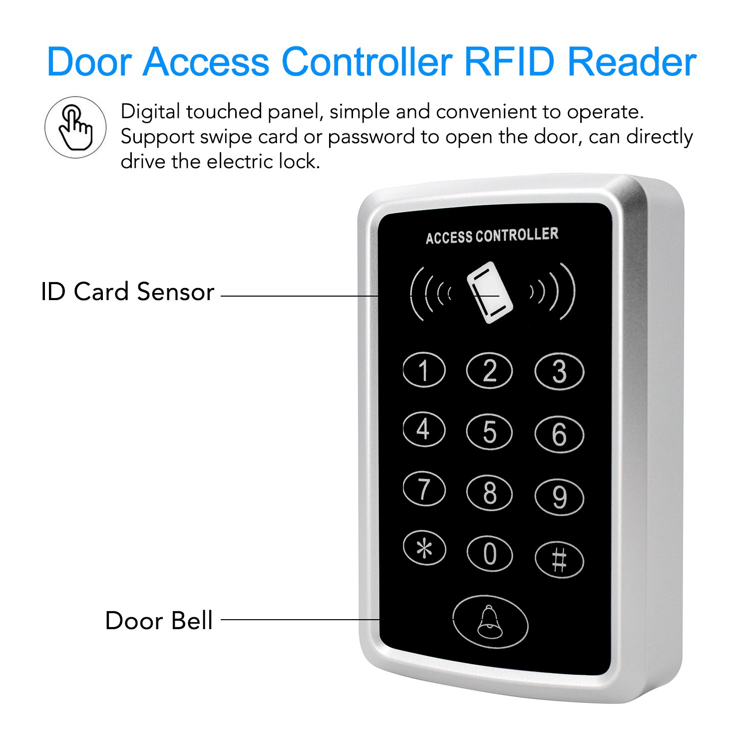 125 khz rfid adgangskontrol em-kort adgangskontrol udendørs adgangskontrolsystem tastatur digitalt panel 1000 bruger