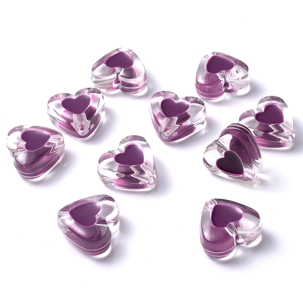 Iyoe 20 stück mehrfarbige, transparente bonbonherzperlen, süße acryl-abstandshalterperlen zur herstellung von schmuck, armbändern, halsketten und ohrringen: 4