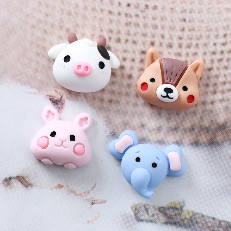 10 stk kawaii bjørn kanin små dyr øreringe perler harpiks flatback hårnåle udsmykning perle diy smykker tilbehør  w15