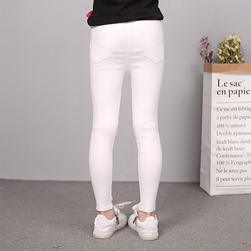 Elastic Girls Leggings Cotton Ripped Pencil Pants For Teenage Girl Slim Kids Trausers Children School Pants 10 12 years