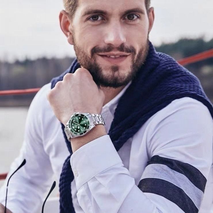 Vert D'eau Monstre Fantôme De L'eau Étanche Calendrier Lumineux Montre homme Mécanique Automatique Montre Pour Hommes Véritable Suisse