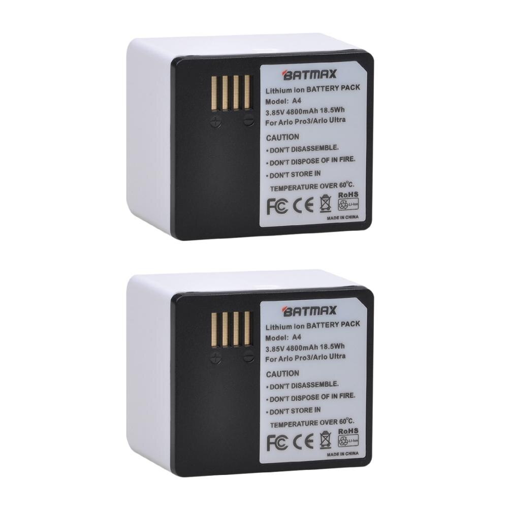 2Pcs 3,85 V 4800mAh Batterie + Dual USB Ladegerät für Arlo Ultra und Pro3 Kamera (VMA5400)