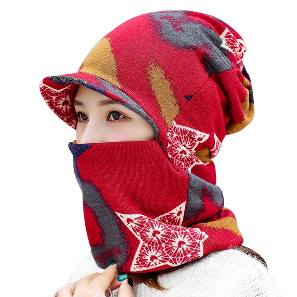 Vinter varm ansigtsmaske koldt vejr ansigtsdæksel hatte til kvinder vinter bib hat kvinder vinterhue med ansigtsovertræk: Farve -2