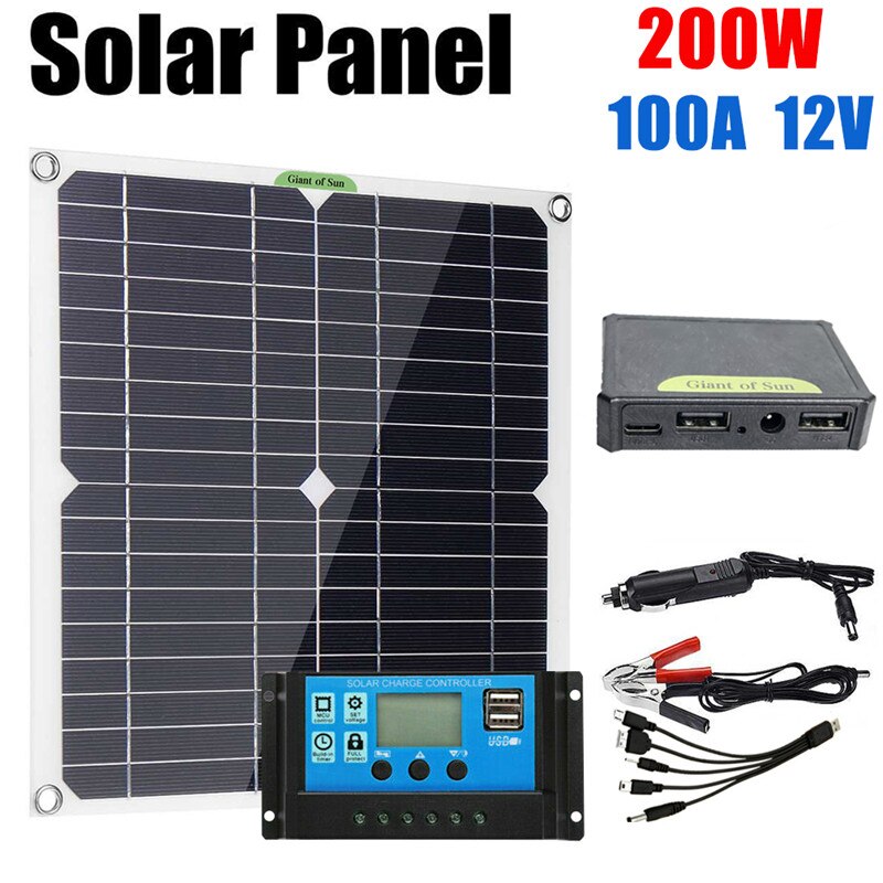 200W Solar Panel Kit 12V Battery Charger 100A with Controller Caravan Boat Solar Power System Kit For Home Outdoor Camping