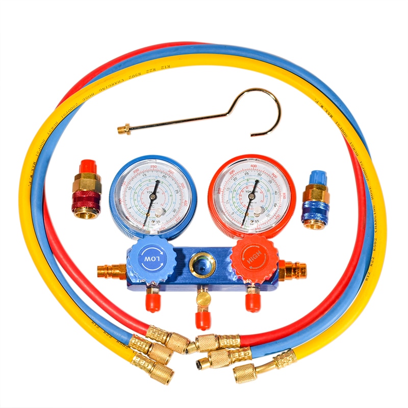 Bil auto manifold måler sæt a/c  r134a kølemiddel påfyldningsslange med 2 lynkoblinger til  r134a klimaanlæg køling