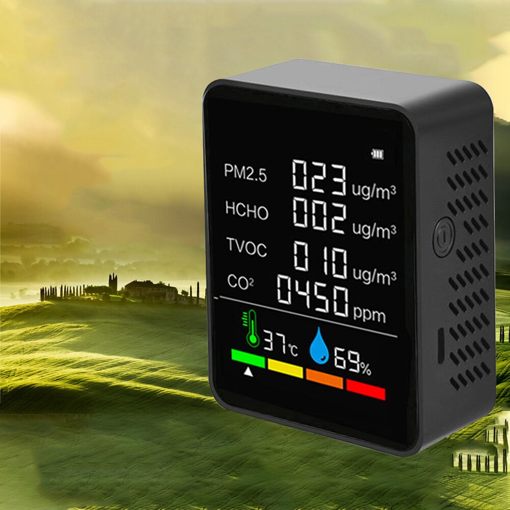 Digital CO2 Meter Temperature Humidity Carbon Dioxide TVOC HCHO PM2.5 Detector Air Analyzer Monitor Instrument