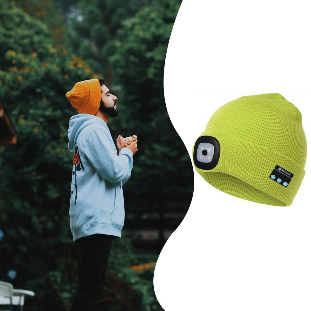 Winter Beanie Hat Wireless Smart Cap Headphone Headset with LED Light Handfree Music Headphone Earphones for