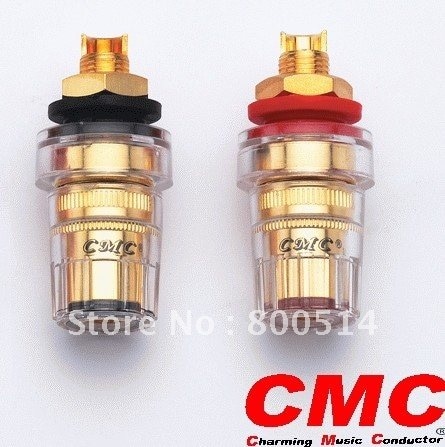 One pair USA CMC 858-S-CU speakers power amplifier terminals (one Black+one Red)