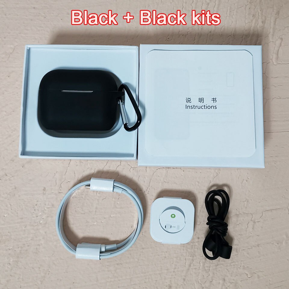 40db anc air15 plus tws 1:1 air3 com texto fones de ouvido sem fio bluetooth airoha 1562f pk 1562a i99999 plus i900000 max: Black black case
