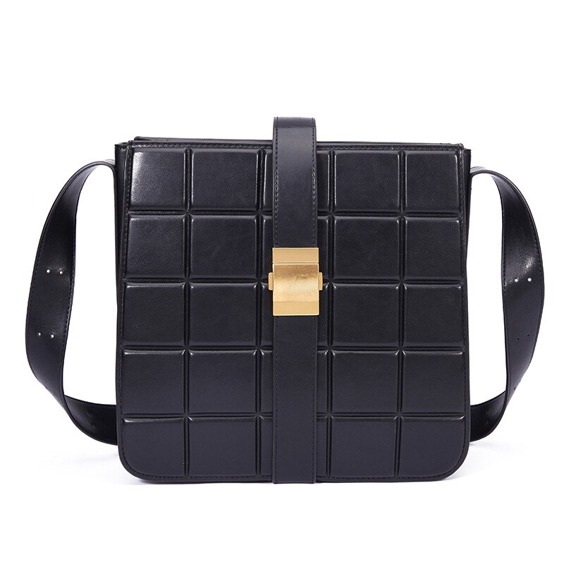 Zak Koreaanse Stijl Modieuze Zachte Schapenvacht Vierkante Rhombic Tas Grote Capaciteit Enkele Schoudertas: Black Trumpet