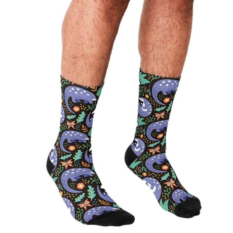 Grappige Mannen Sokken Maan Glow Night Strand Gedrukt Hip Hop Mannen Gelukkig Sokken Leuke Jongens Street Style Crazy sokken Voor Mannen: W99
