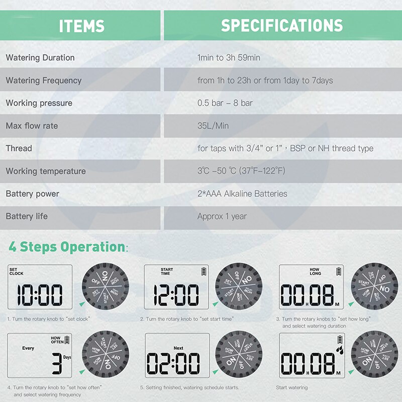 Waterproof Mini Drip Irrigation Timer Garden Water Timer Digital Irrigation System
