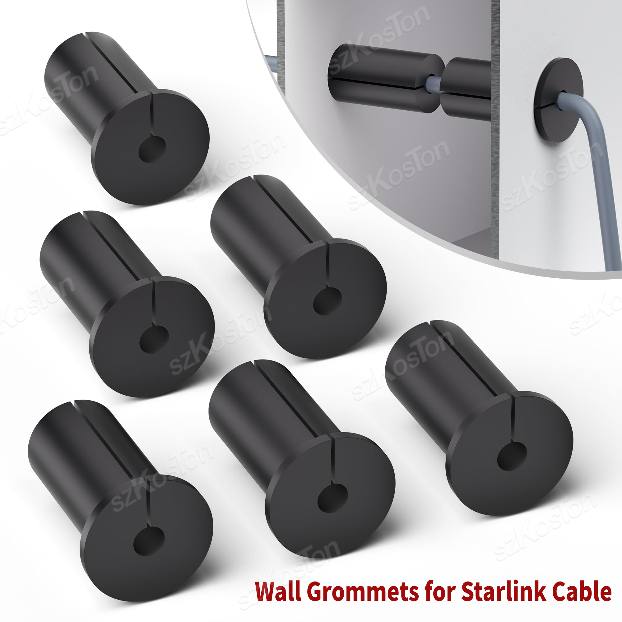4PCS Rubber Wall Bushing Grommet for Starlink Dishy Ethernet Cable 1 inch Wall Hole Waterproof Cable Routing Kit for Starlink