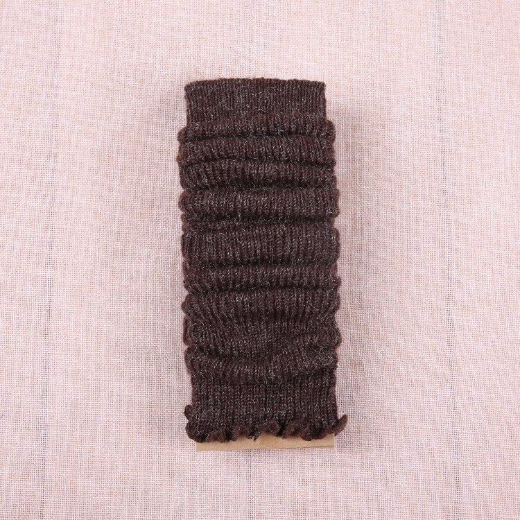 Studenten beenwarmers lange sokken dames pure kleur laars manchetten kousen meisjes winter wollen gebreide sokken dames: Bruin