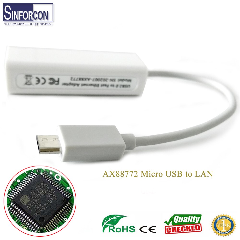 AX88772 Type C Naar Lan Kabel 100M Mobiele Ethernet Adapter Wit Kleur Gratis Driver