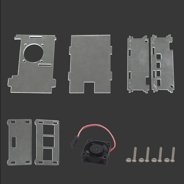 1pc Acrylic Transparent / Clear Case Cover for Raspberry Pi 4 Model B , with Cooling Fan for Raspberry Pi 4B: Default Title