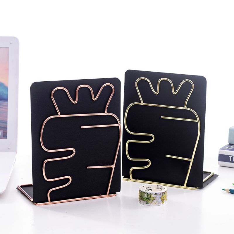 Metal Book Ends Modern Decorative Bookshelf Decor For Bedroom Library Office School