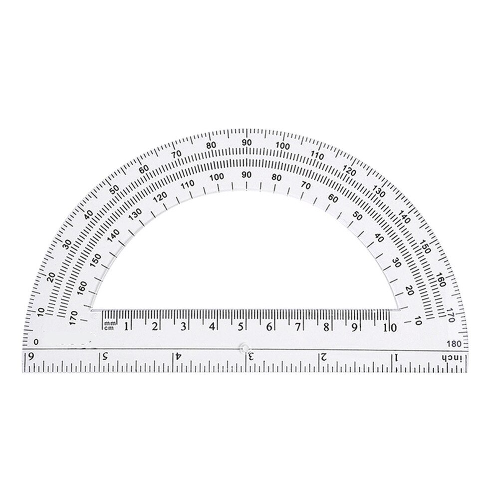 1 Piece Plastic Protractors 180 Degree Protractor, 6 Inches, Clear