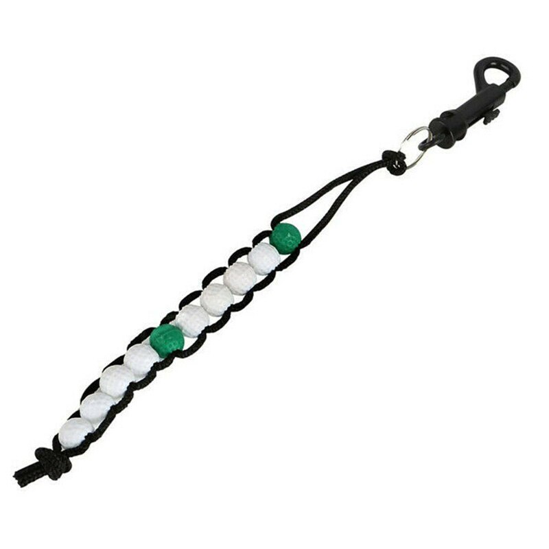 Plastic Golf Bead Stroke Counter Braid Cord Score Tellen Met Clip Teller: Black